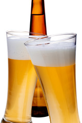 Beer glass glass over a white background