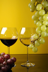 Grapes and glasses of wine
