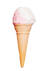 Isolated Strawberry Vanilla Ice cream cone