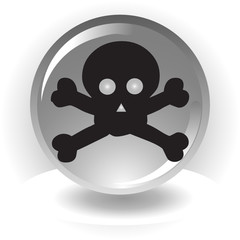 black danger scull  icon on sphere background