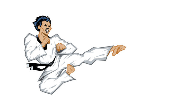 Wild jumping side kick.