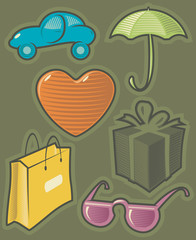 Green icons for shopping