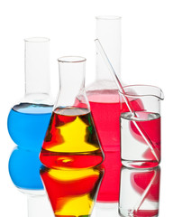 Various colorful flasks