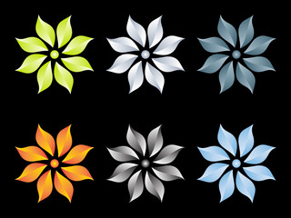 Flowers different colors - vector illustration