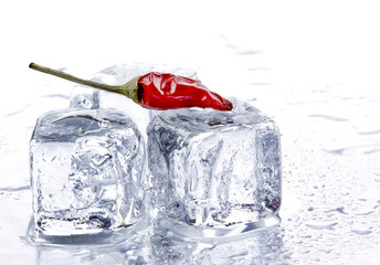 red pepper and ice cubes