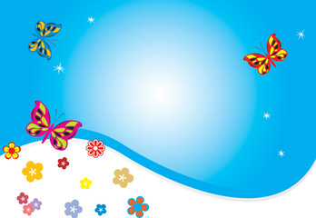Abstract background with butterfly and flowers