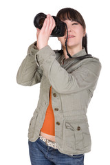 Fototapeta premium woman with camera
