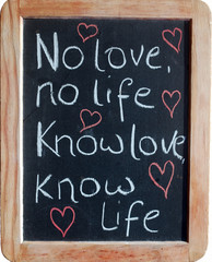"No love, no life; know love, know life"
