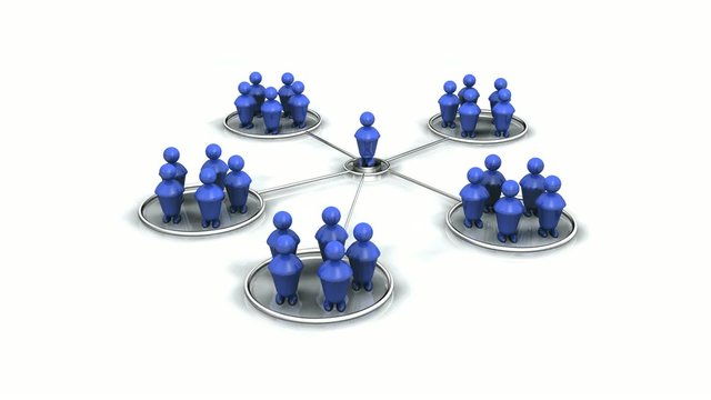 R&eacute;seau social 3D bleu animation