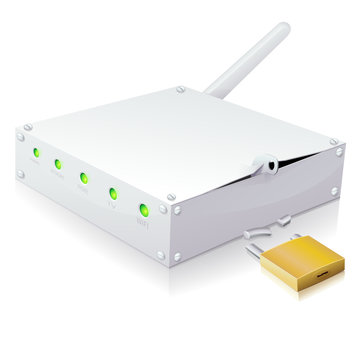 Modem internet et son antenne wifi fractur&eacute;e (reflet)