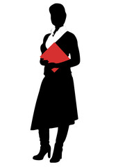 Silhouette of the women with red file