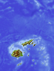 Fiji, shaded relief map.