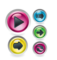 Set of glossy buttons with arrows
