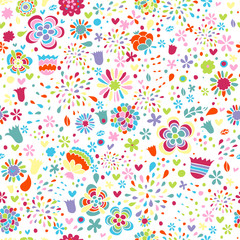 Cute colorful floral vector pattern