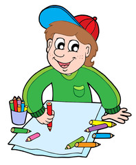Boy with crayons
