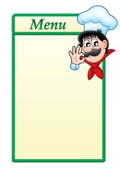 Menu template with cartoon chef