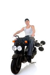 Fototapeta na wymiar Boy and his scooter