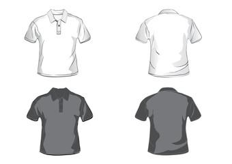 White and black polo shirt design template with front and back.