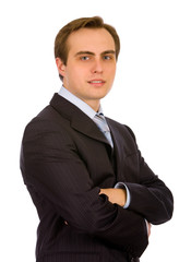 Handsome young businessman. Isolated on white.