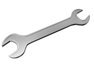 steel spanner isolated on white
