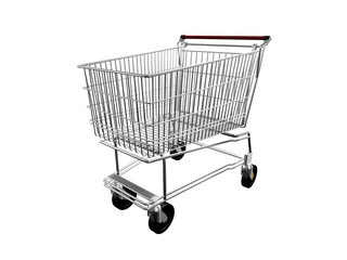 chrome shopping cart isolated on white left side
