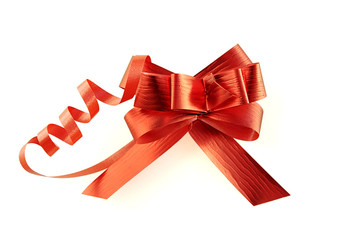 Red ribbon isolated over white with clipping path.