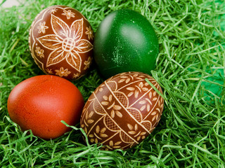 Easter egg on green grass