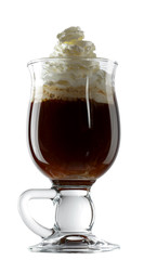 Irish coffee in a glass