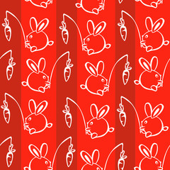 Seamless Rabbits with Carrots Illustration