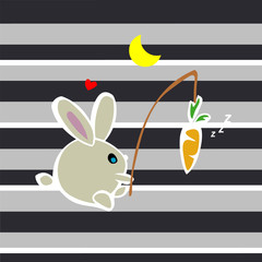 Bunny with a Carrot at Night