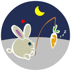 Bunny with a carrot at Night