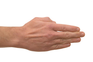Man's hand isolated on a white background.