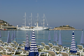Cruise ship at harbor, Kusadasi Turkey.
