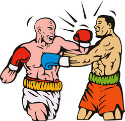 Boxer connecting a knockout punch - obrazy, fototapety, plakaty