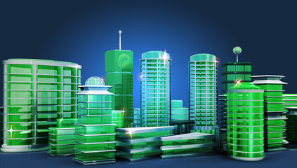 Ville 3d verte écologique