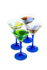 Various cocktails isolated on the white background
