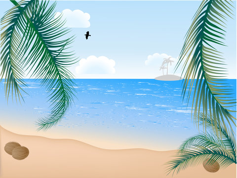 Summer beach with palms