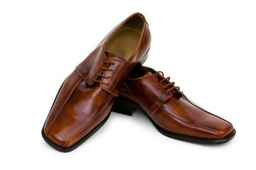 Brown shoes isolated on the white background