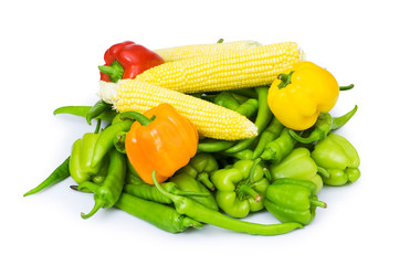 Various vegetables isolated on the white background