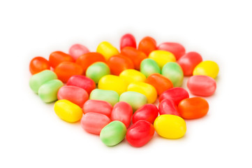 Various jelly beans isolated on the white background