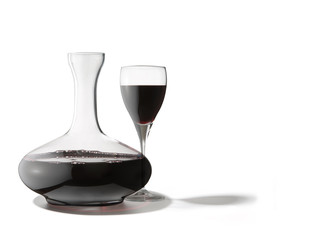 decanter con bicchiere di vino