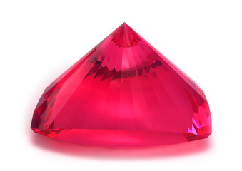 Ruby gemstone isolated on white background