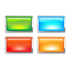 Vector set of color glass buttons for design.