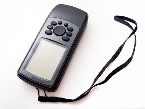 Black handheld gps isolated on  white