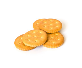 Heap of biscuits on white