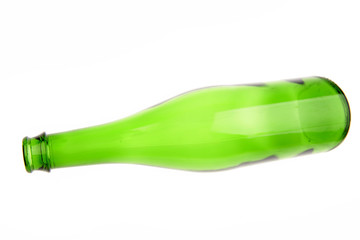 Green bottle on white background