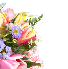 Bunch of flowers, copy space, isolated