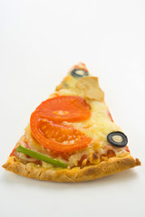homemade pizza with fresh tomato olive mushroom cheese