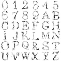 A smoky alphabet isolated on white background