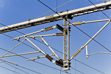 Electrical cables and connections on a railway station